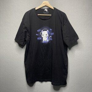 Teeturtle Pew Pew Cat Gamer Graphic T-Shirt 2XL Black Short Sleeve